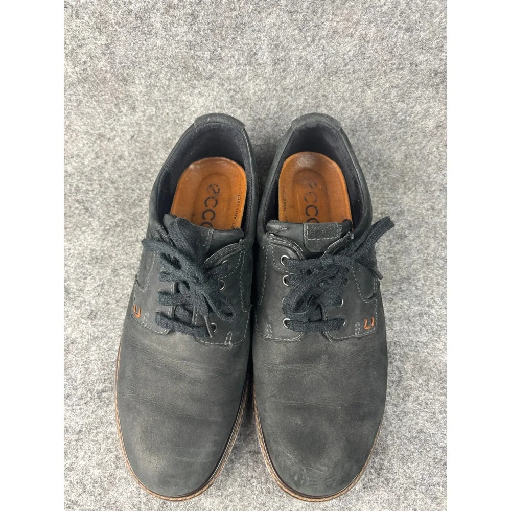 ECCO Gore-Tex Oxford Shoes Mens 43 Black Leather Waterproof Lace Up Comfort S1